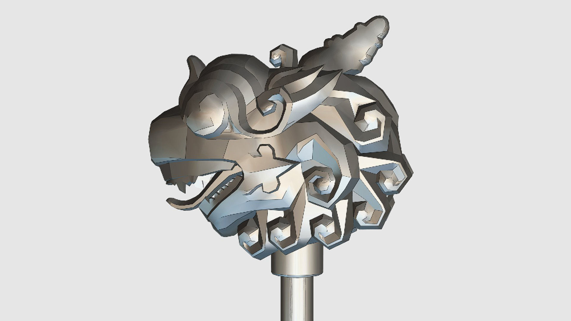 Sledgehammer Golden Dragon Head Hammer Lowpoly Gavel Low-poly 3D model_11