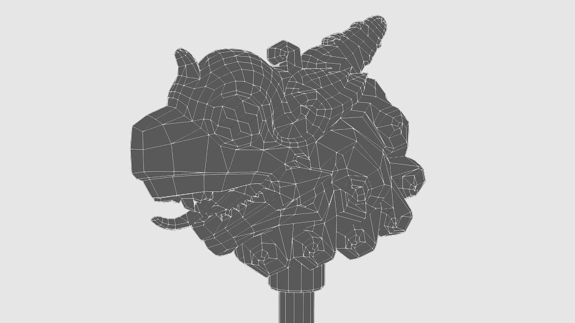 Sledgehammer Golden Dragon Head Hammer Lowpoly Gavel Low-poly 3D model_12