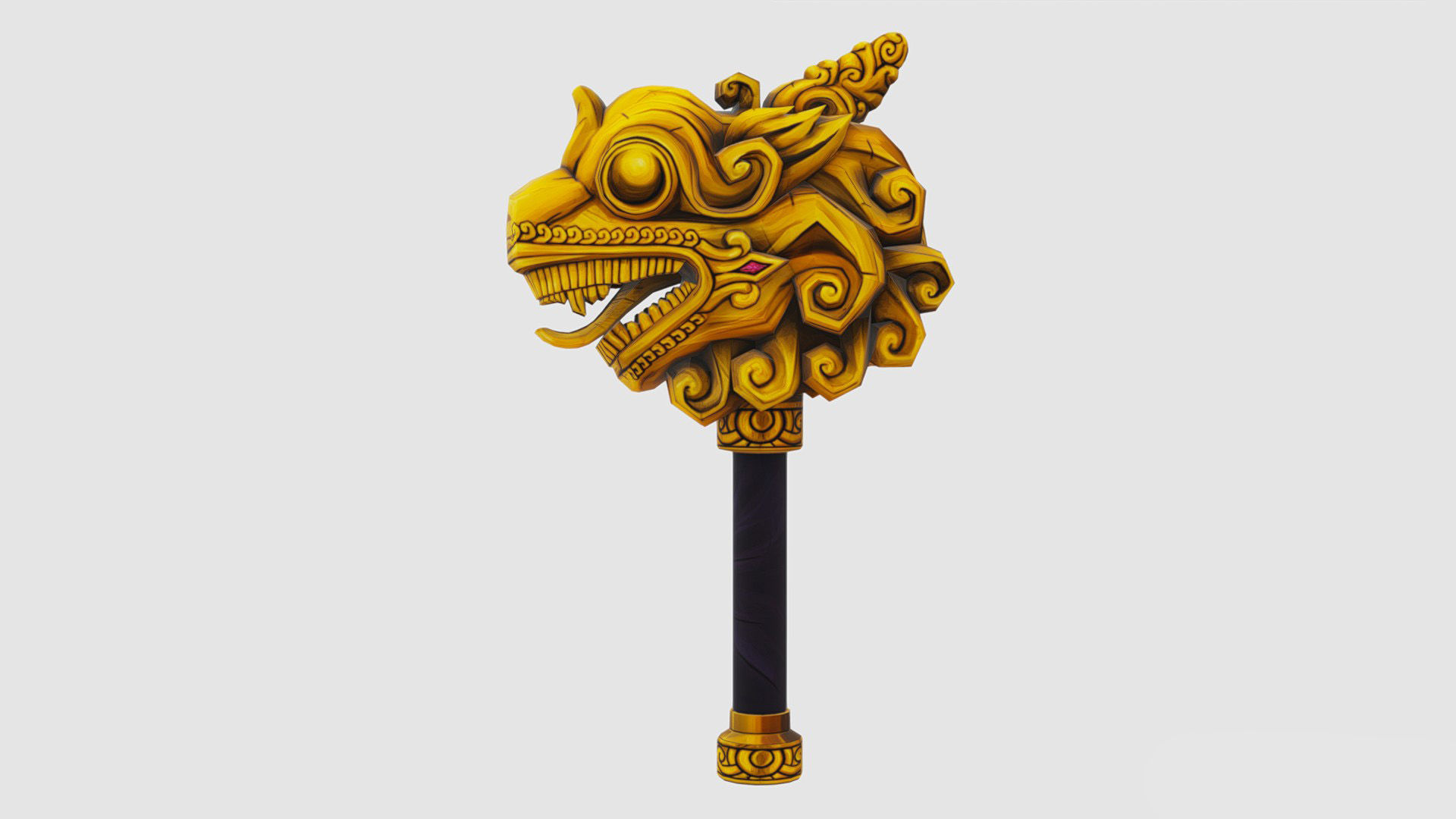 Sledgehammer Golden Dragon Head Hammer Lowpoly Gavel Low-poly 3D model_14
