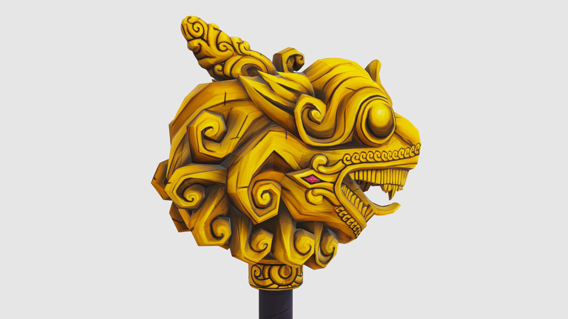 Sledgehammer Golden Dragon Head Hammer Lowpoly Gavel Low-poly 3D model_7