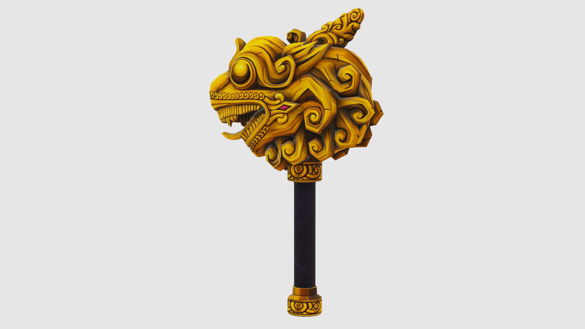 Sledgehammer Golden Dragon Head Hammer Lowpoly Gavel Low-poly 3D model_15