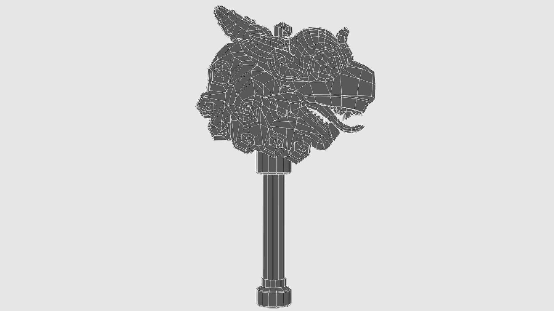 Sledgehammer Golden Dragon Head Hammer Lowpoly Gavel Low-poly 3D model_13