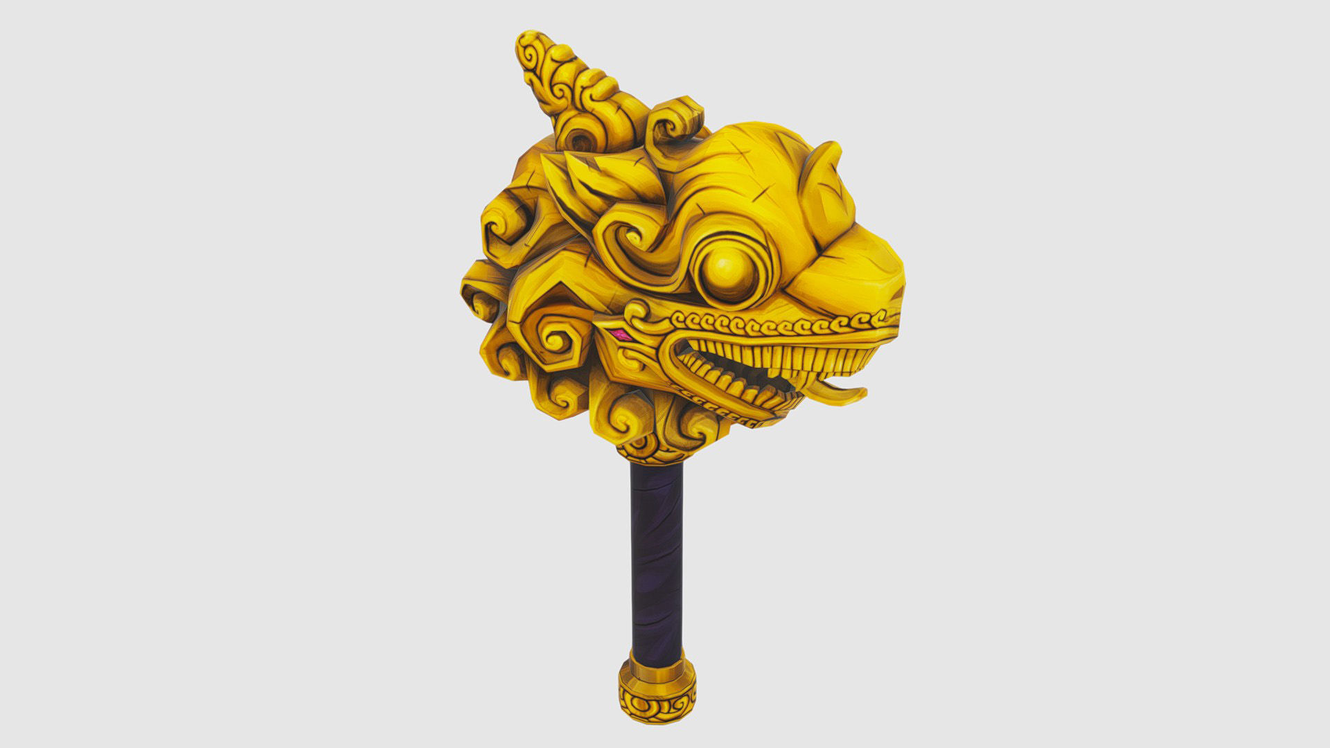 Sledgehammer Golden Dragon Head Hammer Lowpoly Gavel Low-poly 3D model_6