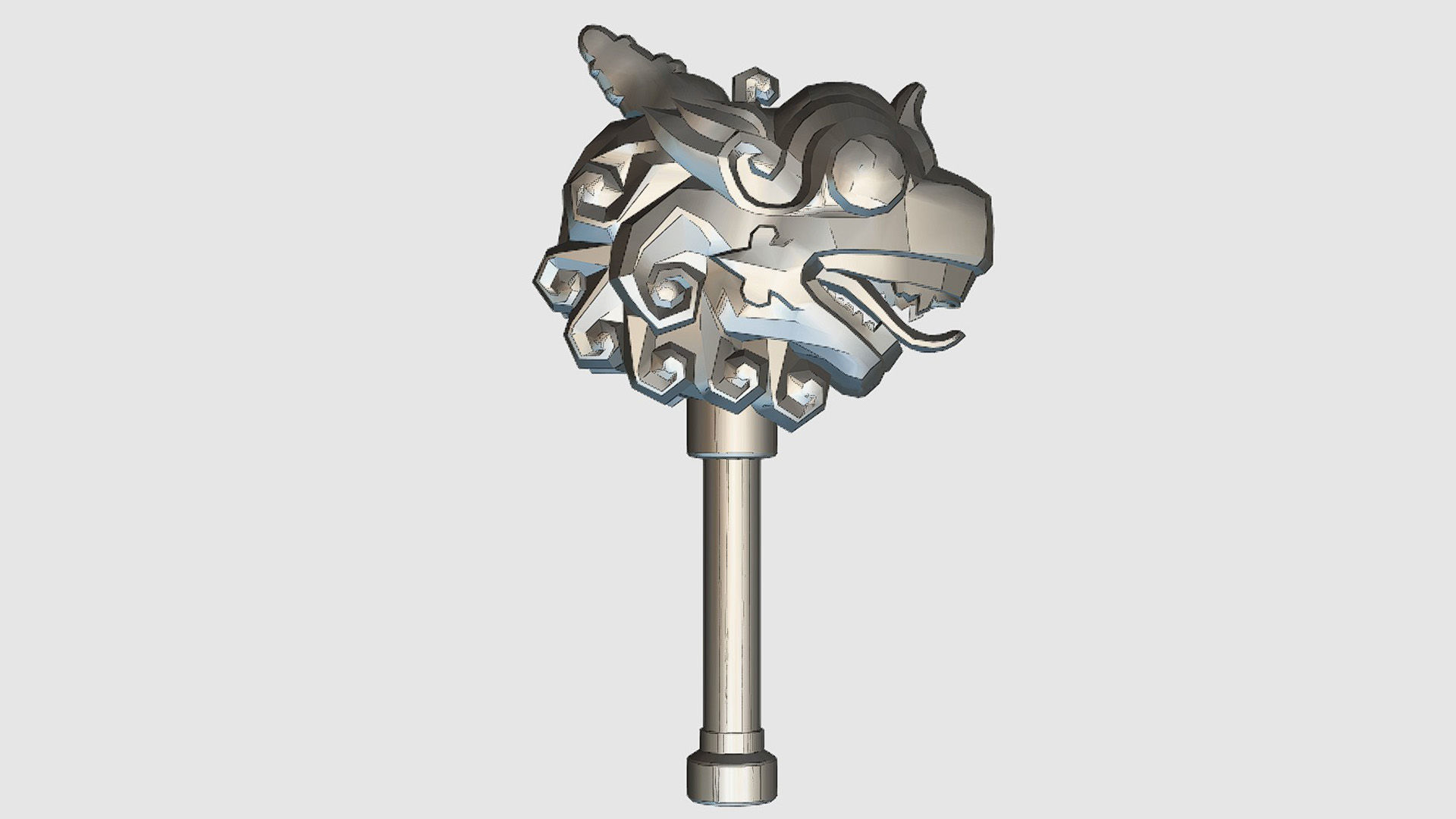Sledgehammer Golden Dragon Head Hammer Lowpoly Gavel Low-poly 3D model_9