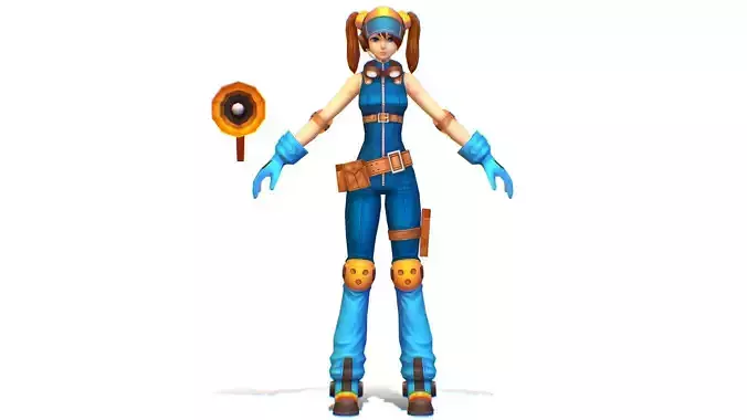 Young Slim Girl DJ Blue Jumpsuit Speaker Woman Referee