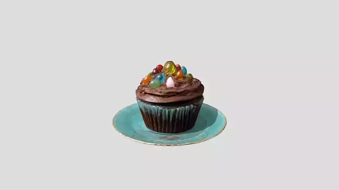 chocolate cupcake with jelly drops