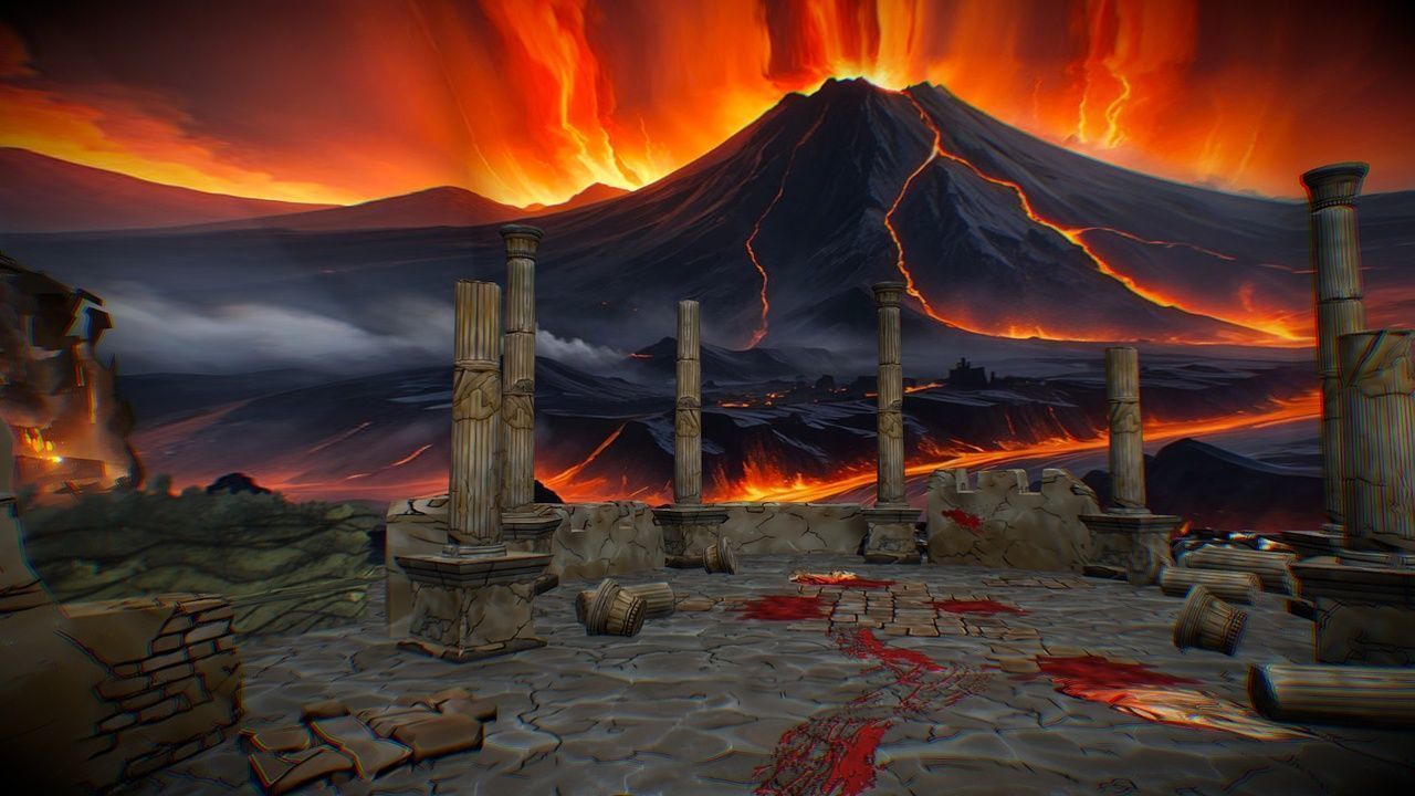 Scene Level Ancient Location Road Ship Boat Corpse Ruin Volcano Low-poly 3D model_10