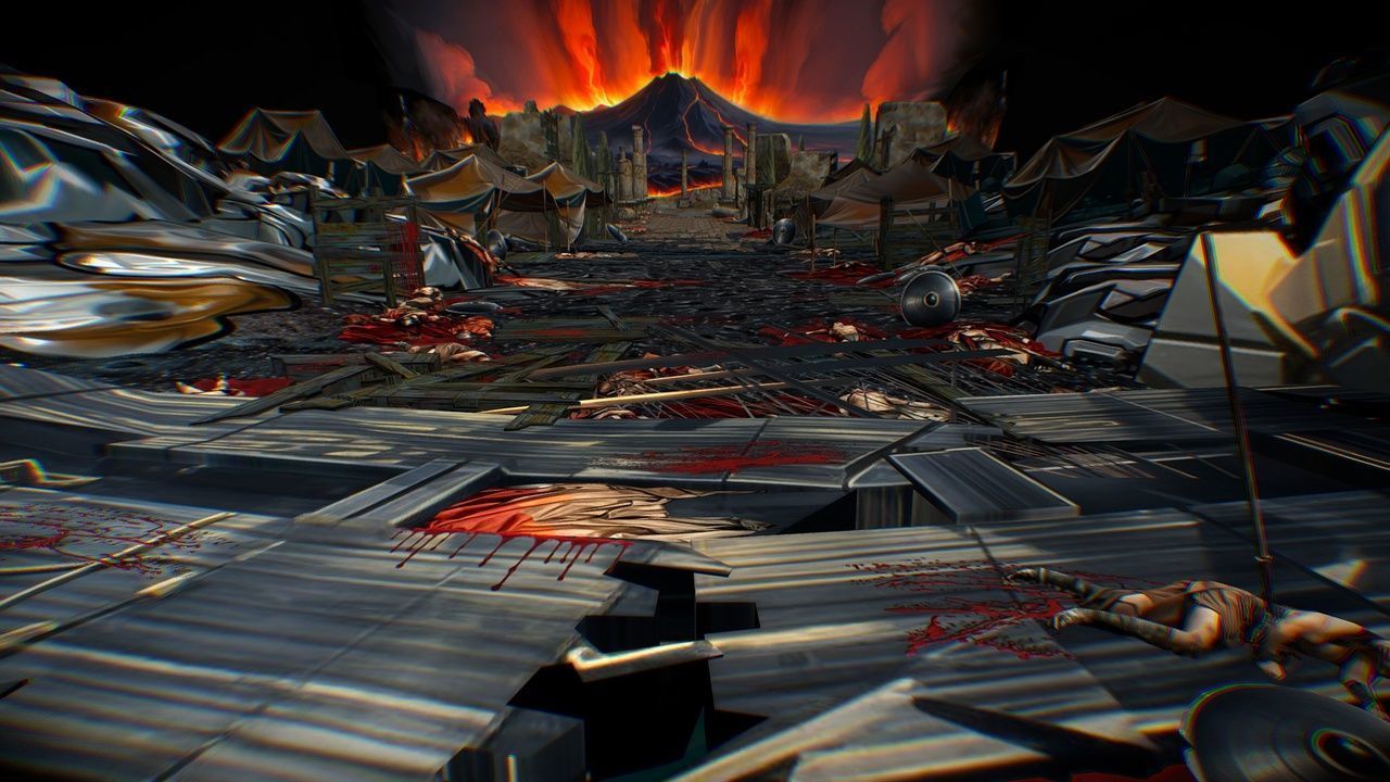 Scene Level Ancient Location Road Ship Boat Corpse Ruin Volcano Low-poly 3D model_2