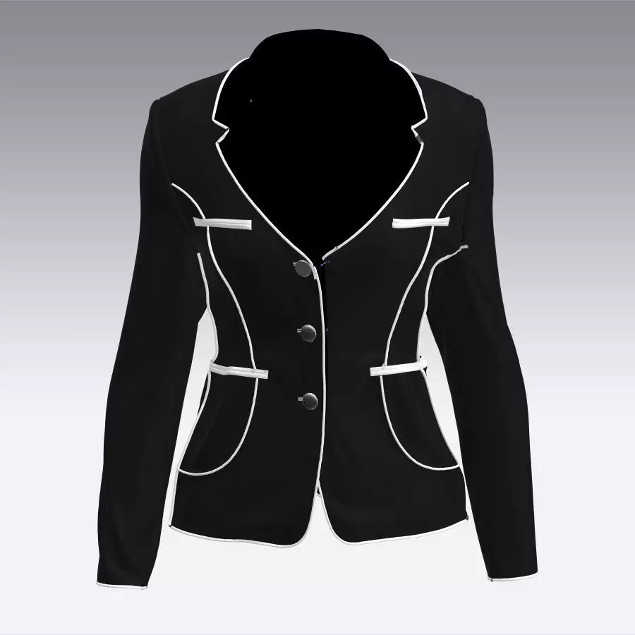 Jacket with collar and white strap detail Low-poly 3D model