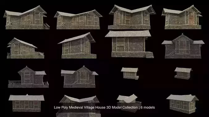 Low Poly Medieval Village House 3D Model Collection