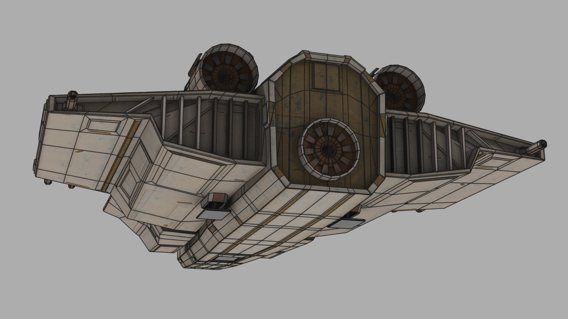 Deep Space Fighter Low-poly 3D model_10