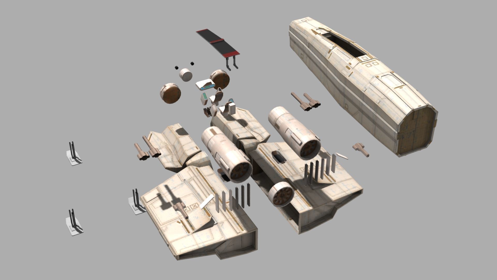 Deep Space Fighter Low-poly 3D model_12