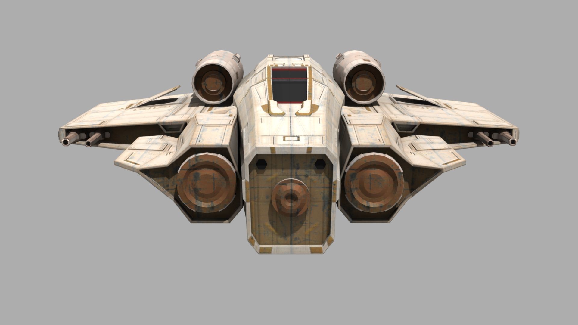 Deep Space Fighter Low-poly 3D model_2
