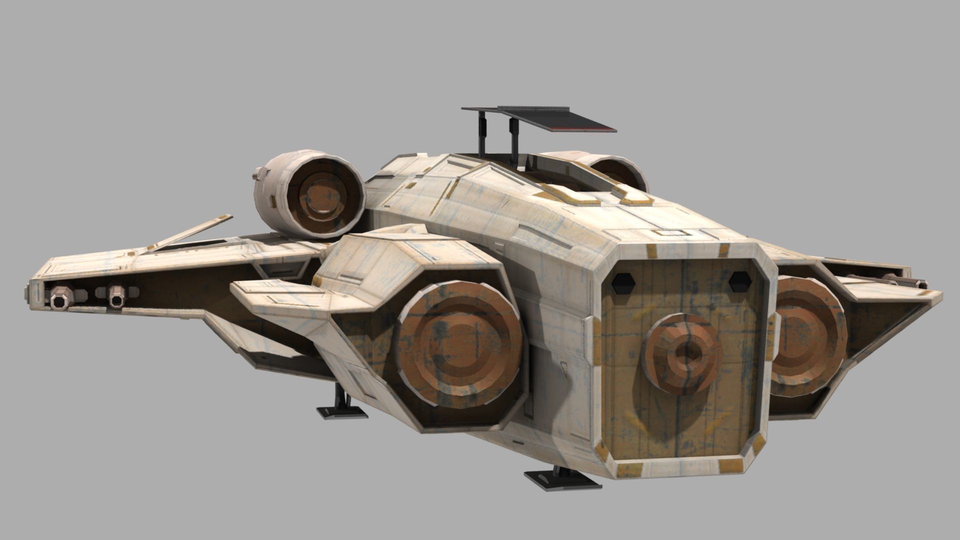 Deep Space Fighter Low-poly 3D model_7