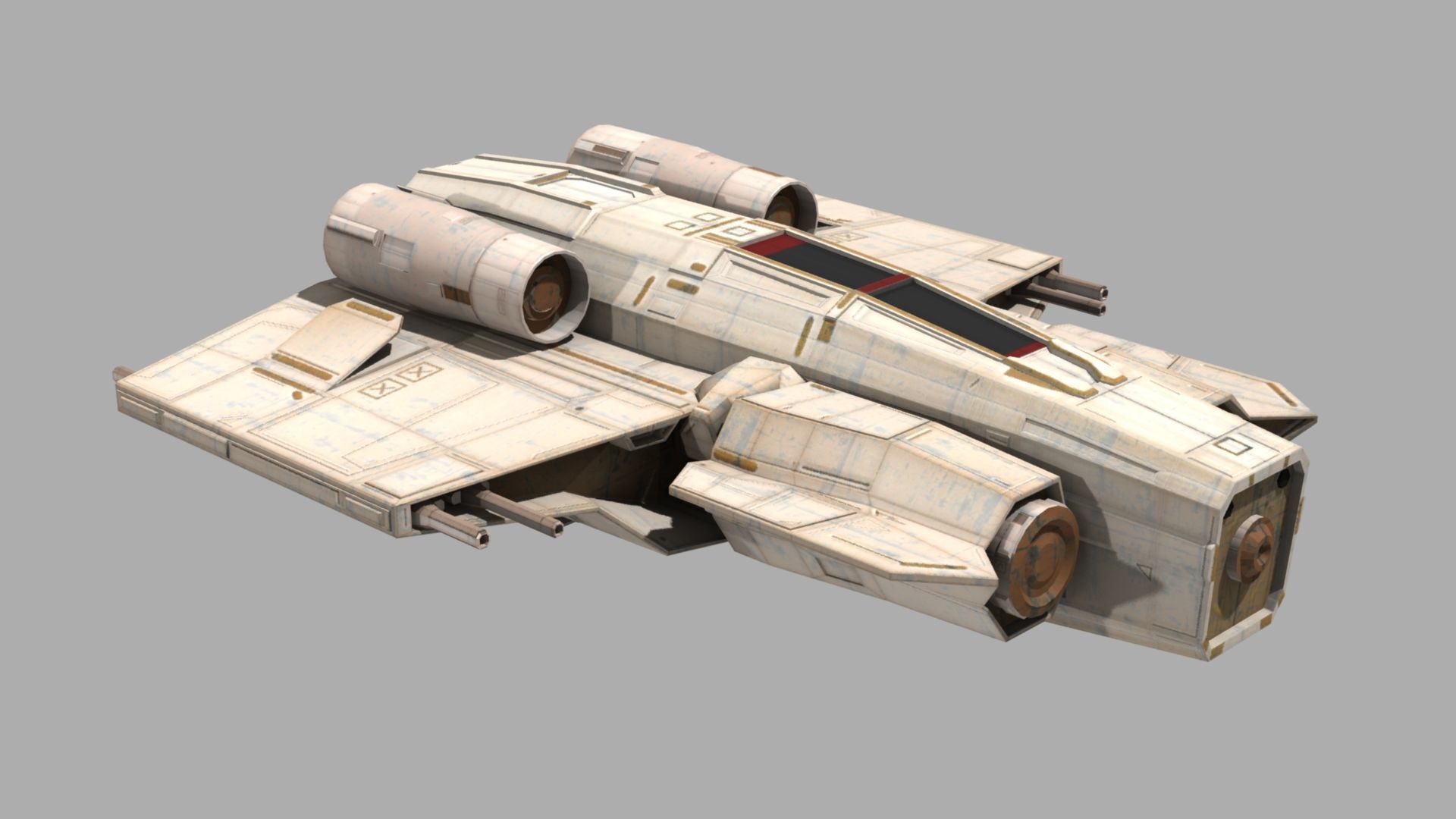 Deep Space Fighter Low-poly 3D model_5