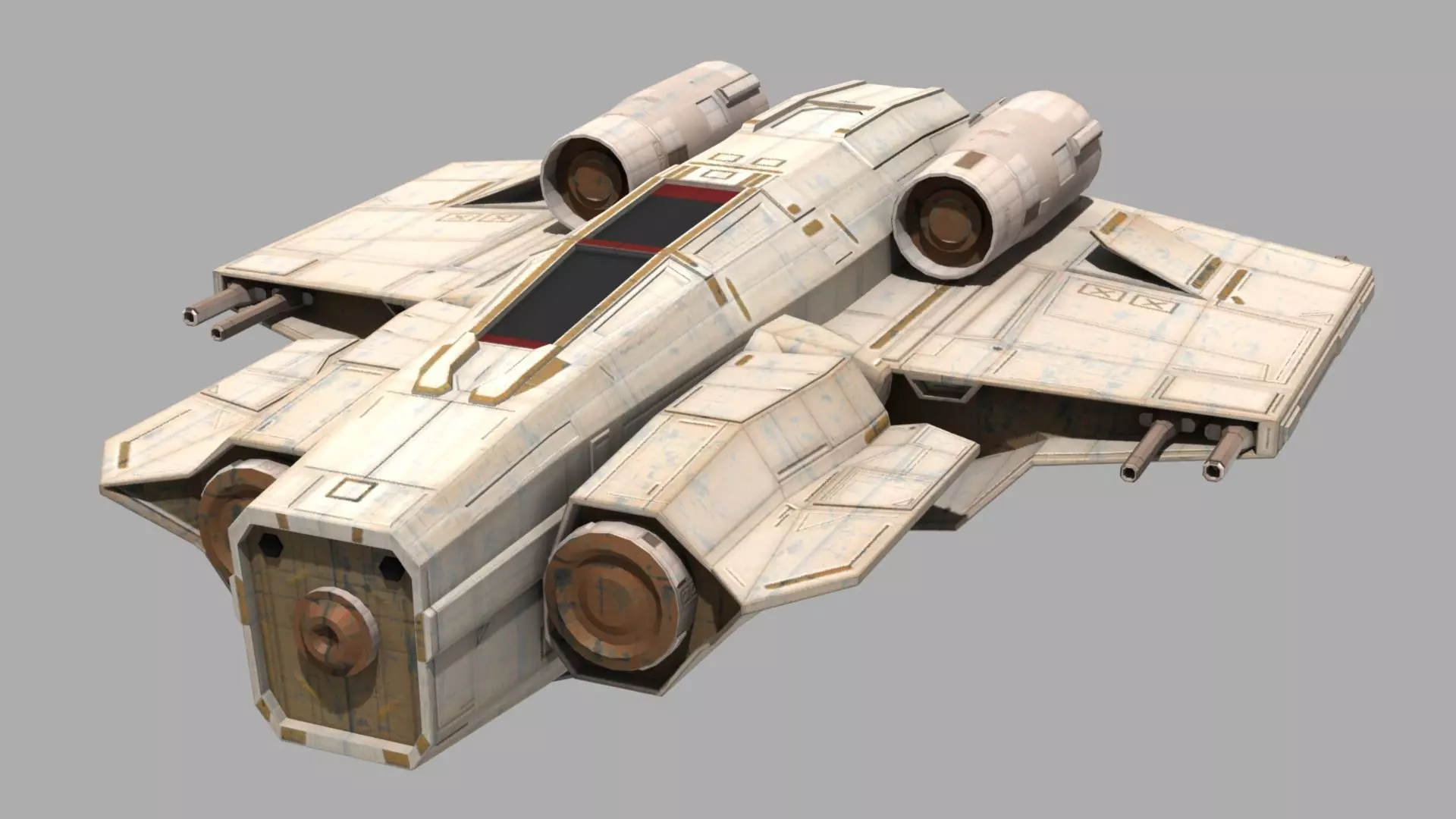 Deep Space Fighter Low-poly 3D model_0