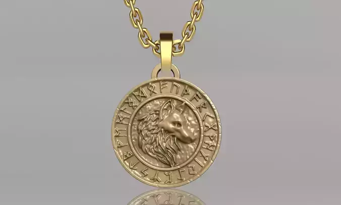 VIKING WOLF PENDANT 3D print model