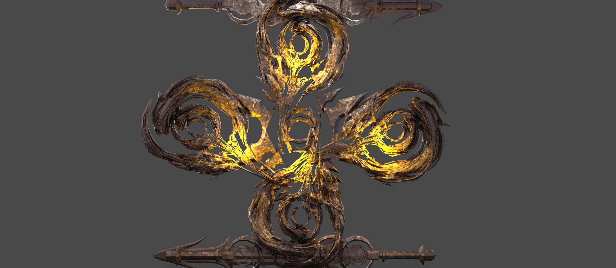 Air element Tree roots 3 Low-poly 3D model_1