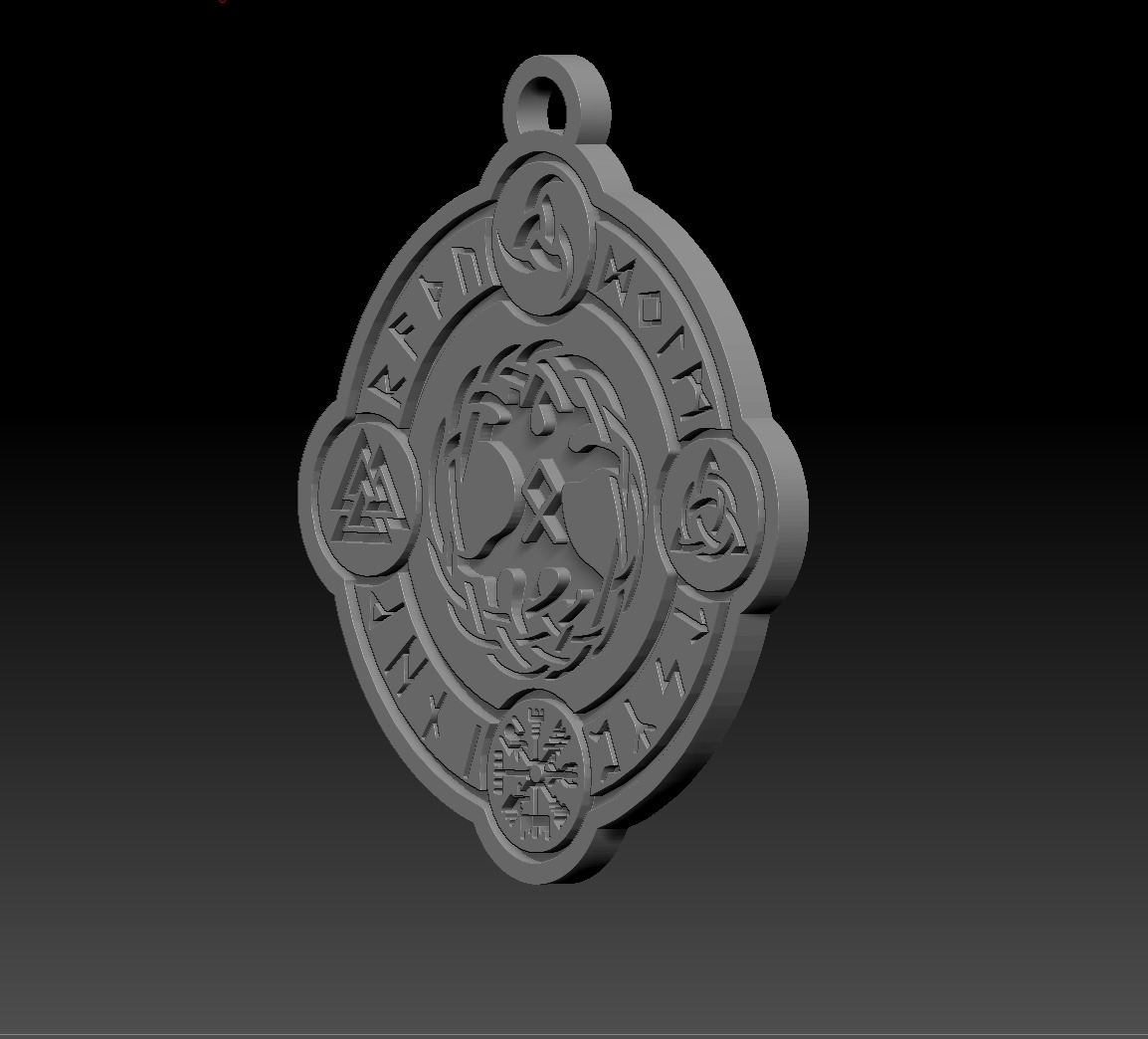 Tree of Life Pendant with trinity knots and Viking birth rune 3D print model_3