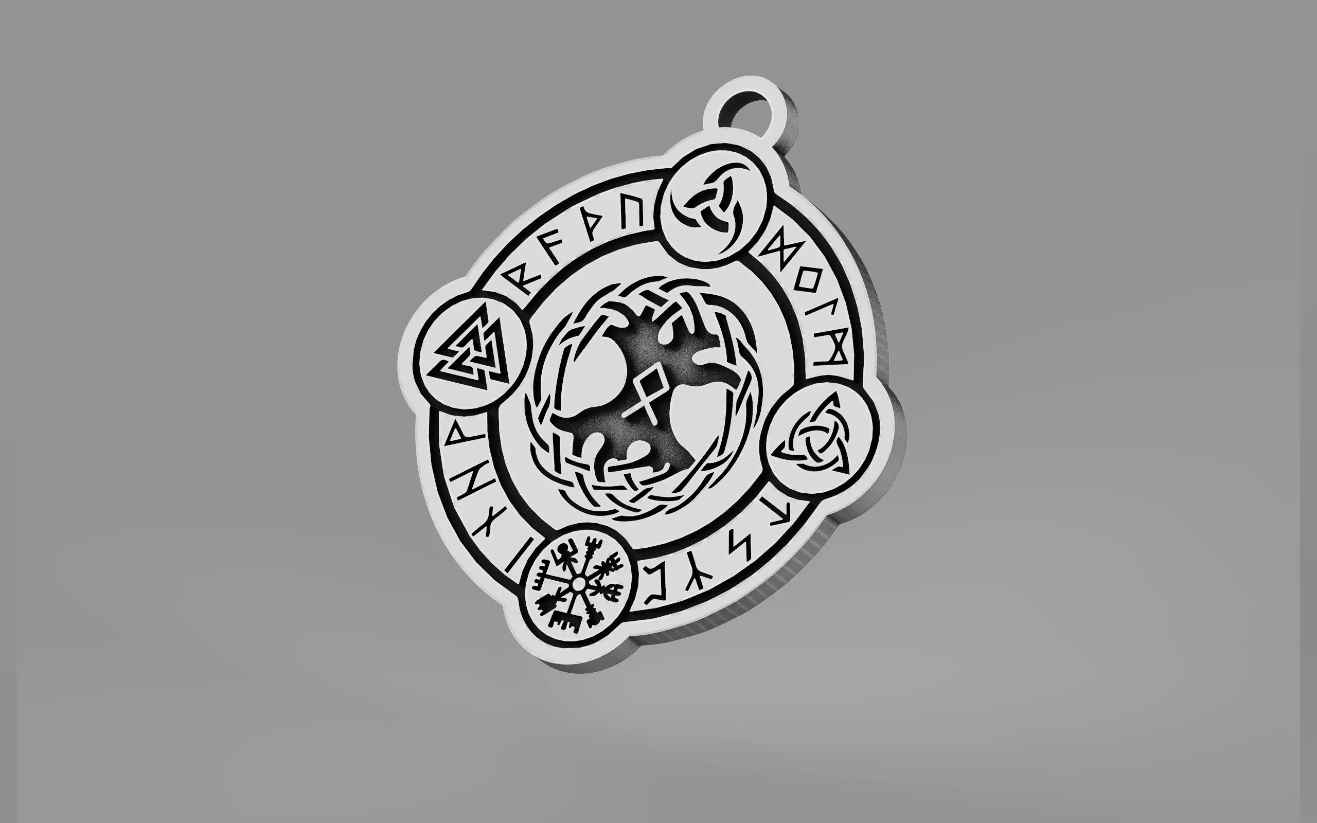 Tree of Life Pendant with trinity knots and Viking birth rune 3D print model_0