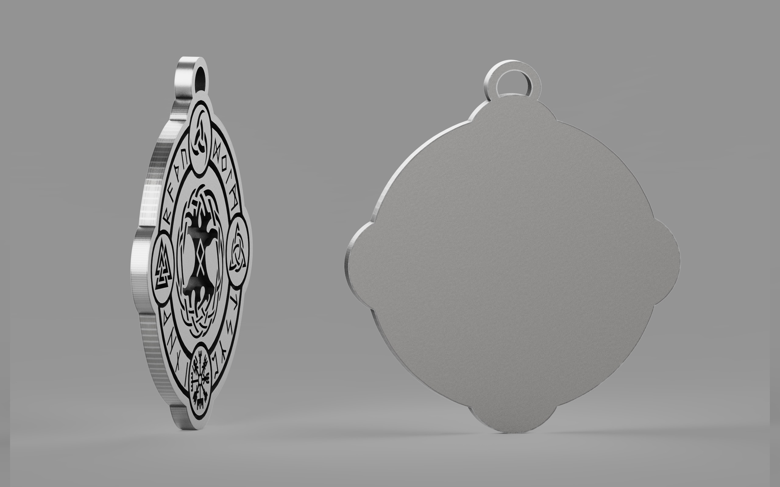 Tree of Life Pendant with trinity knots and Viking birth rune 3D print model_2