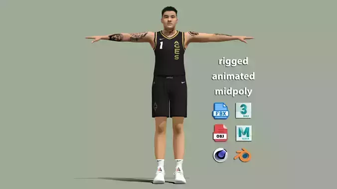 T-Pose Rigged Kierstan Bell Las Vegas Aces 3D model