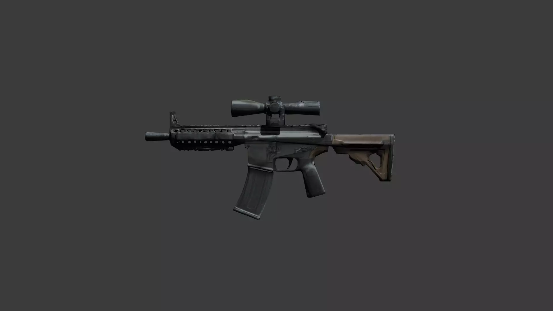 Black Brown Assault Rifle Animation Free 3D model