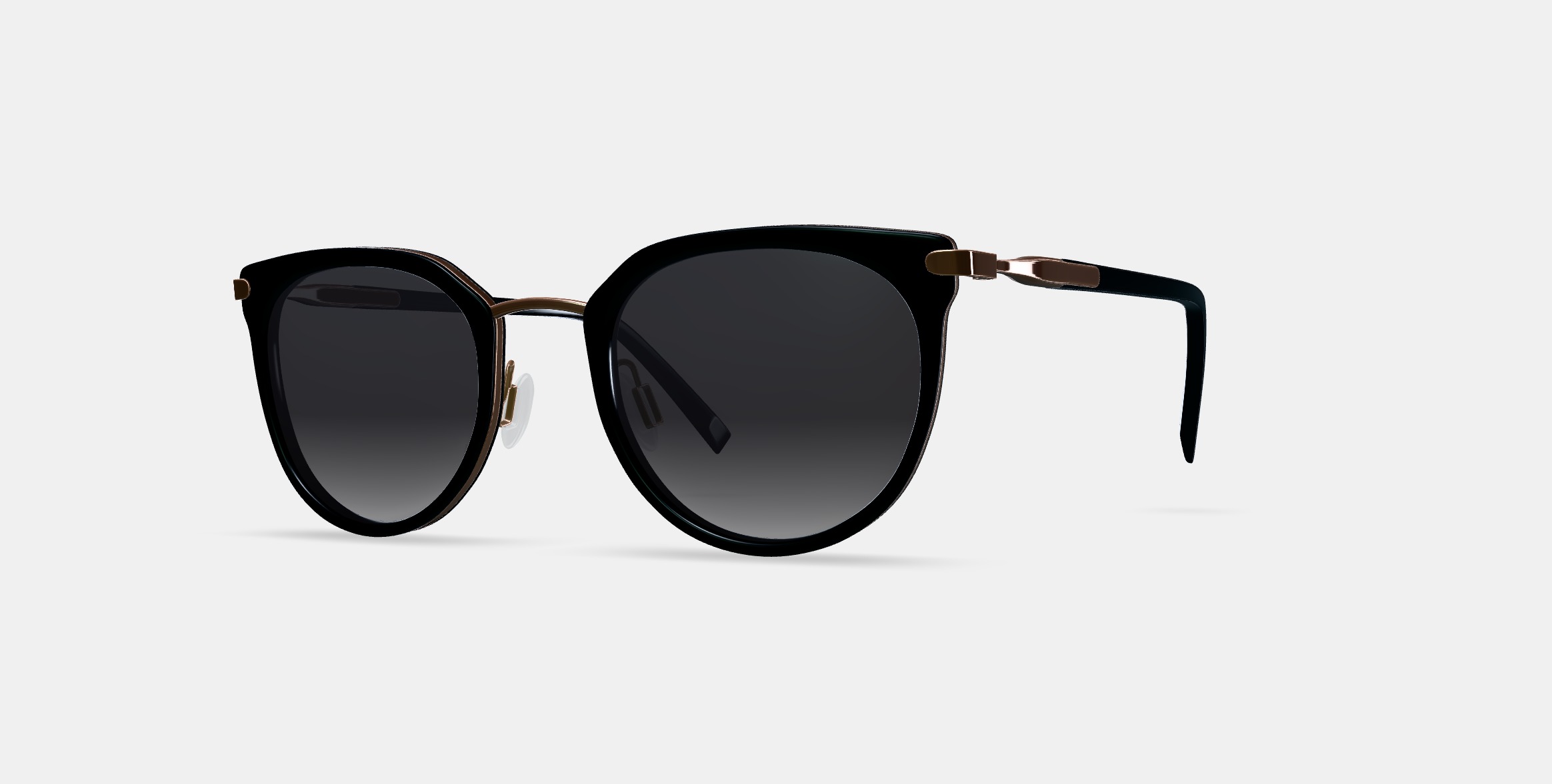 Whittier Sunglasses in Jet Black with Polished Gold 3D model_13