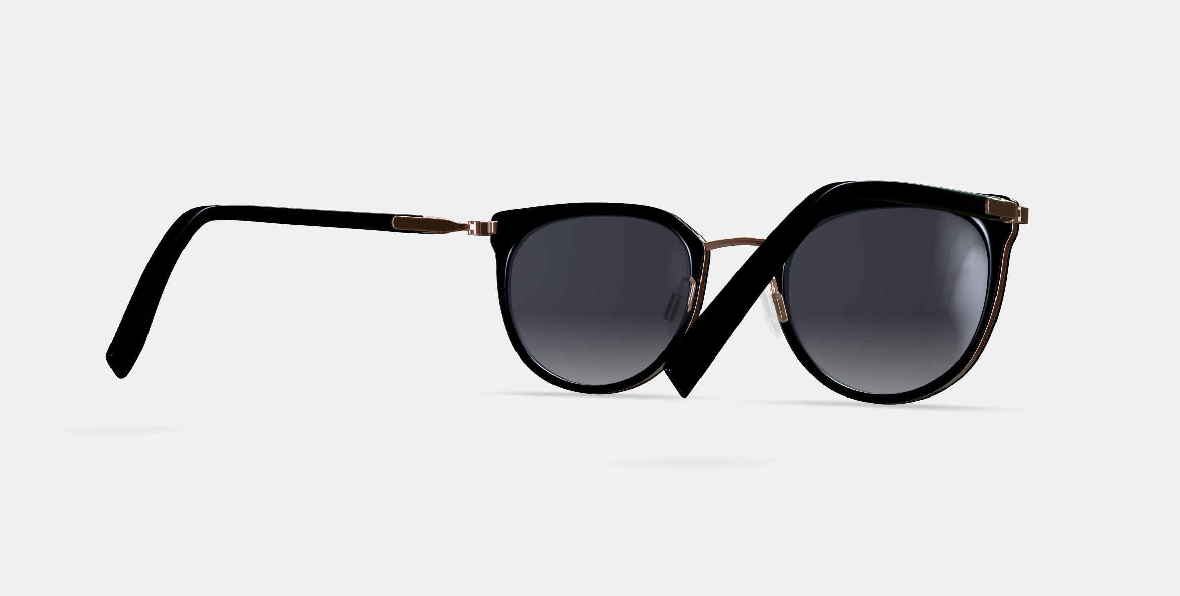 Whittier Sunglasses in Jet Black with Polished Gold 3D model_7