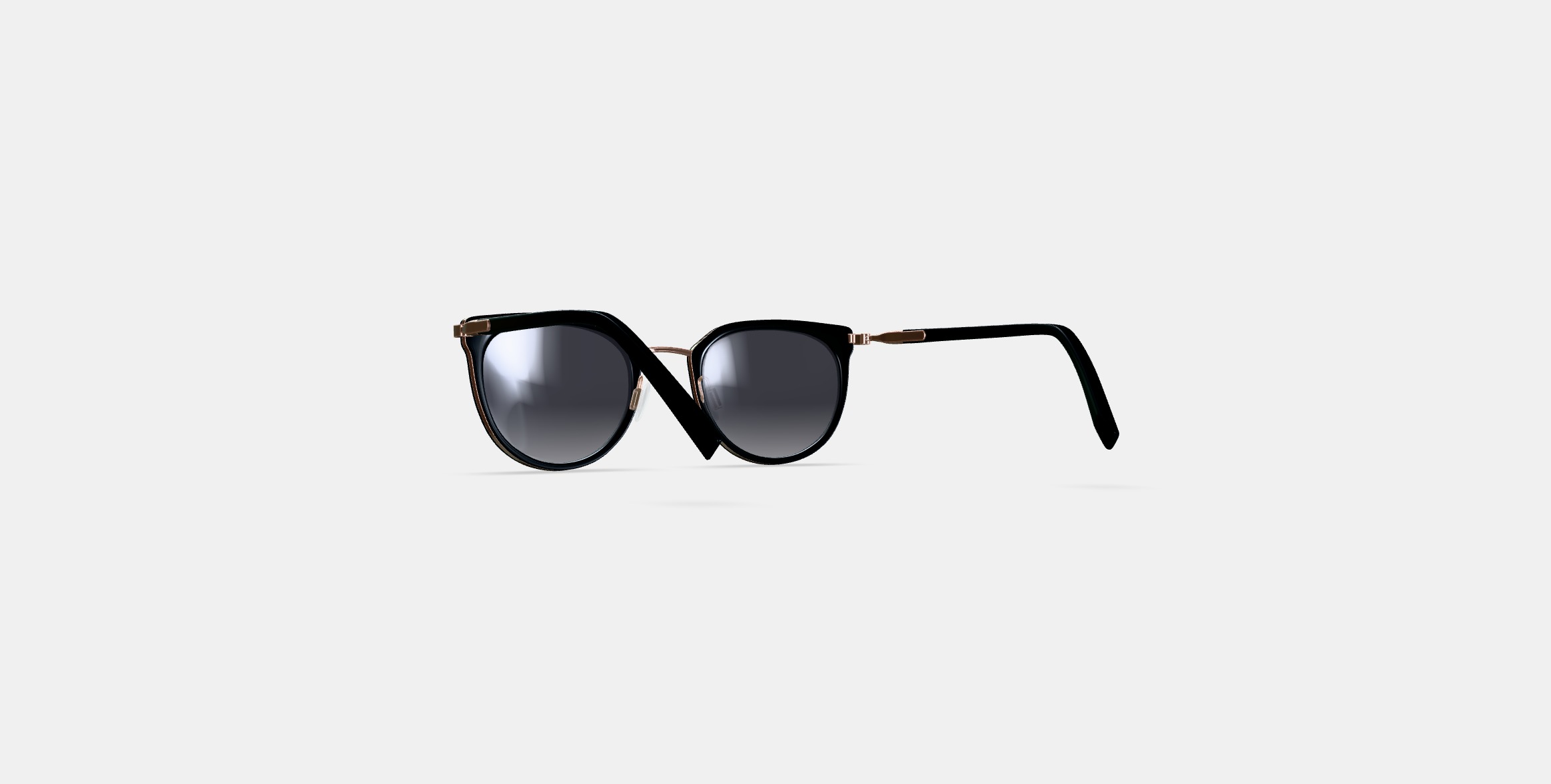 Whittier Sunglasses in Jet Black with Polished Gold 3D model_16