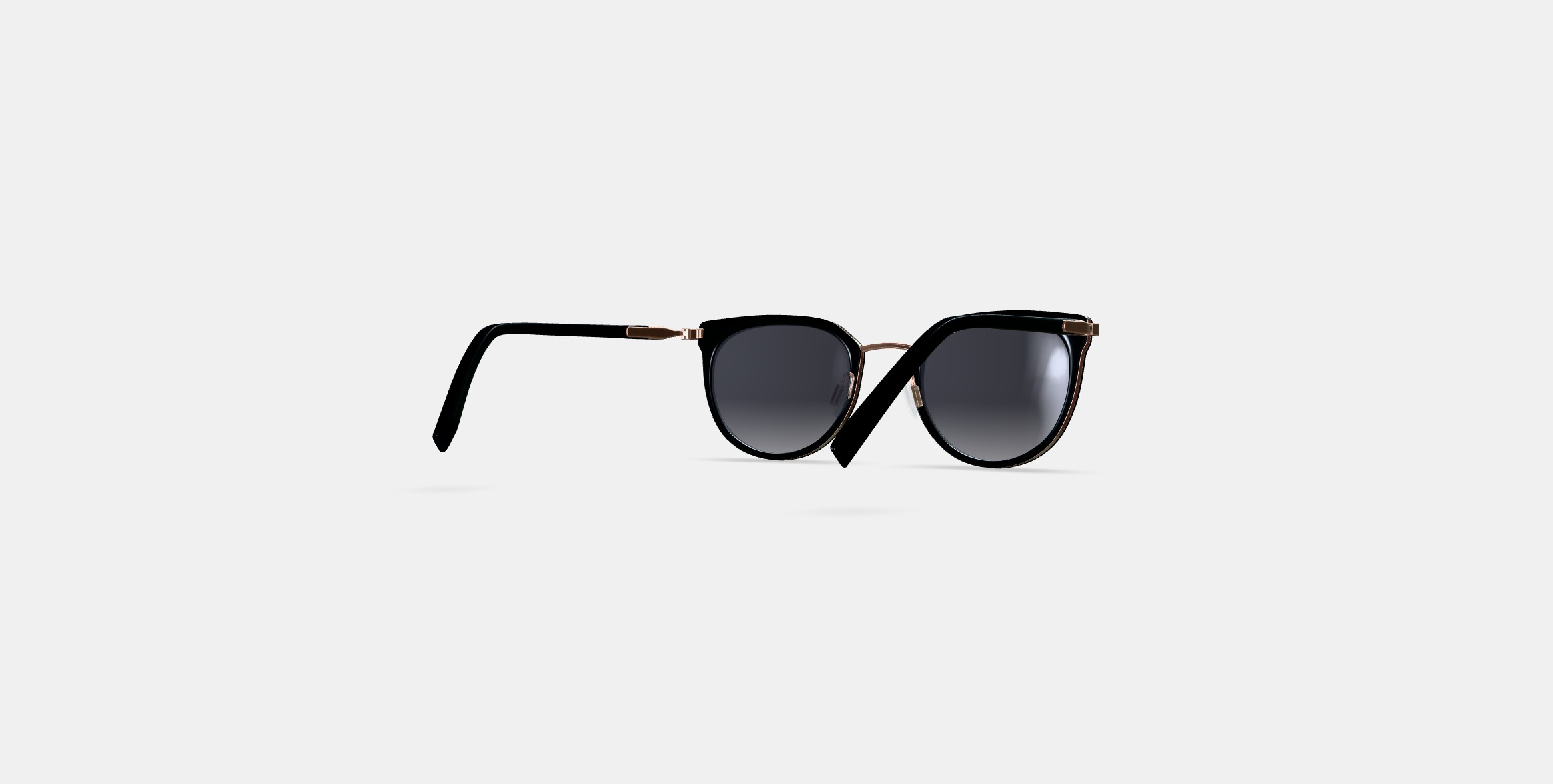 Whittier Sunglasses in Jet Black with Polished Gold 3D model_5