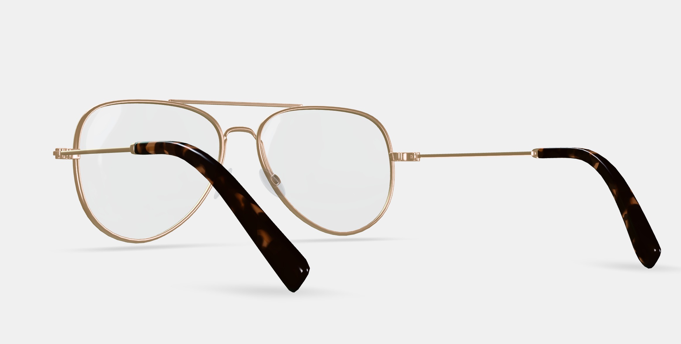 Raider Eyeglasses in Polished Gold 3D model_3