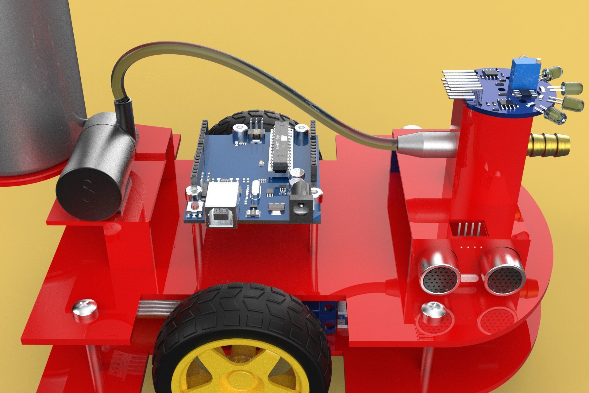 AUTONOMOUS FIRE FIGHTING ROBOT VEHICLE EXTINGUISHER SPRAYER UGV 3D model_17