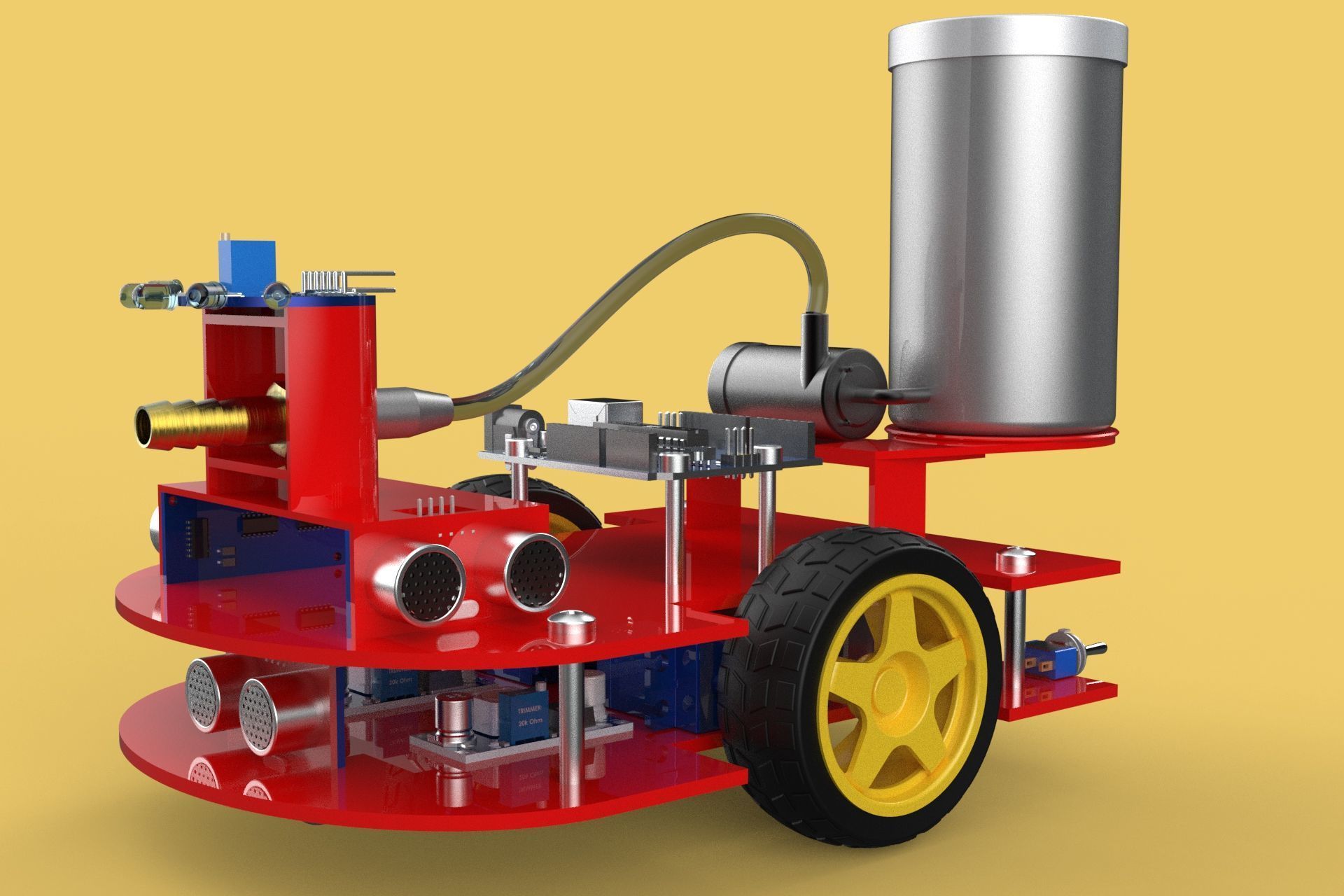 AUTONOMOUS FIRE FIGHTING ROBOT VEHICLE EXTINGUISHER SPRAYER UGV 3D model_8