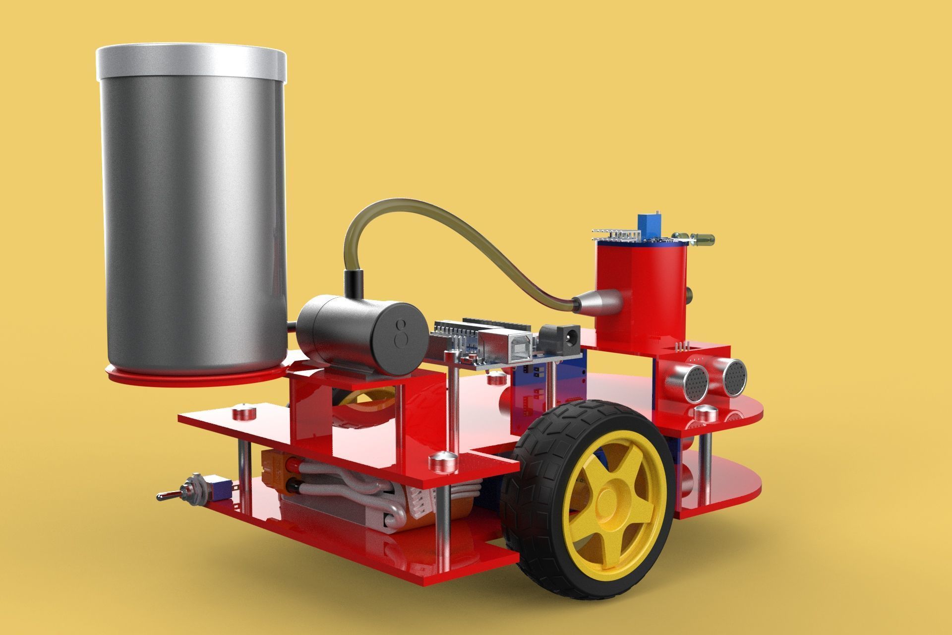 AUTONOMOUS FIRE FIGHTING ROBOT VEHICLE EXTINGUISHER SPRAYER UGV 3D model_10