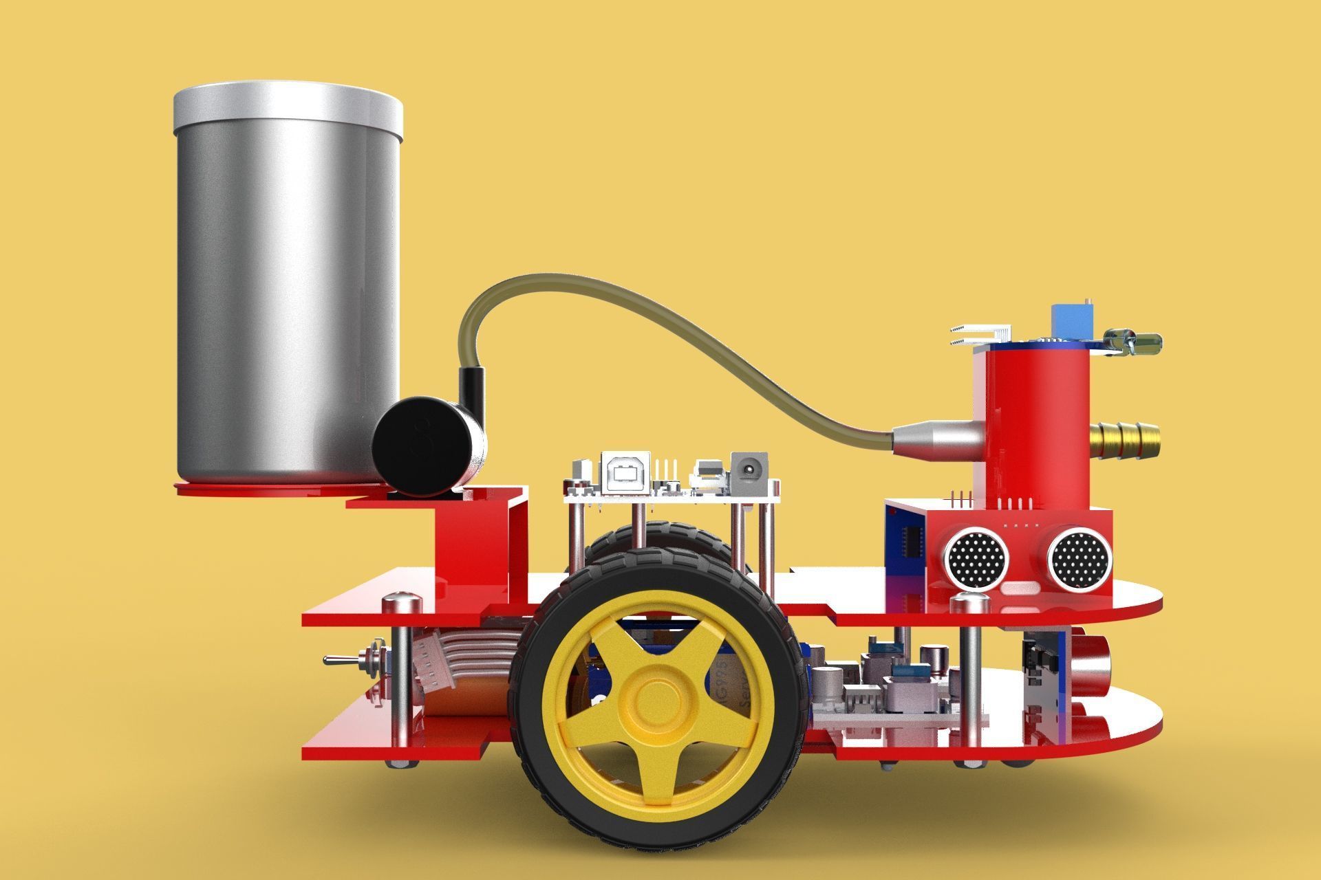 AUTONOMOUS FIRE FIGHTING ROBOT VEHICLE EXTINGUISHER SPRAYER UGV 3D model_26