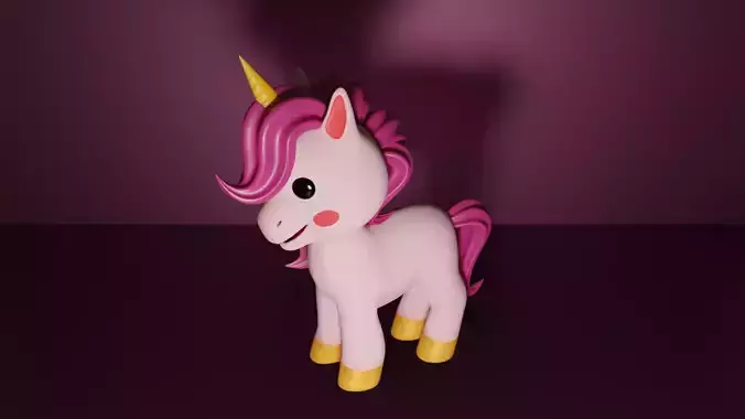Baby Unicorn 3D Model  Adorable Low-Poly Cartoon Character 3D model