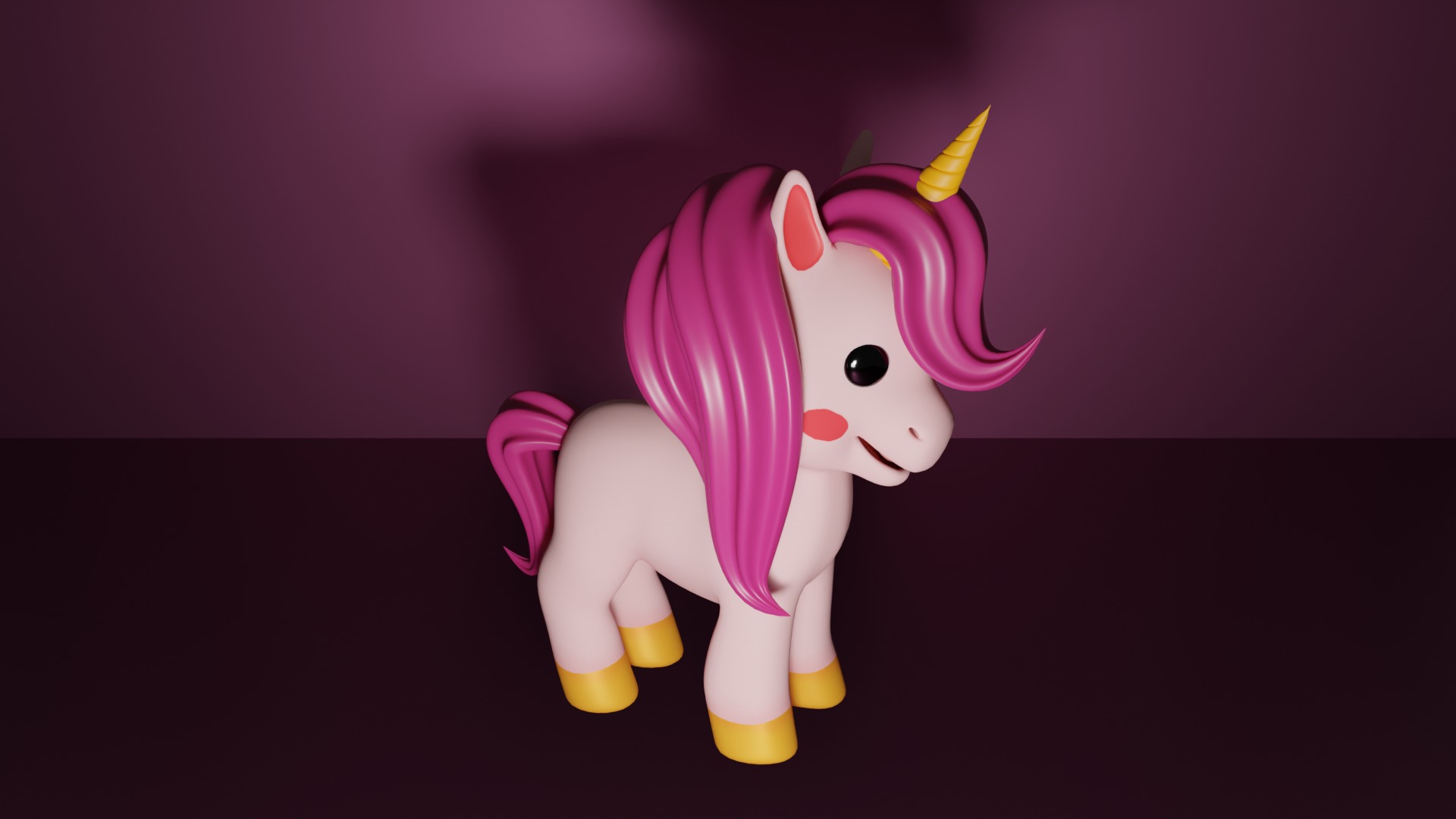 Baby Unicorn 3D Model  Adorable Low-Poly Cartoon Character 3D model_1