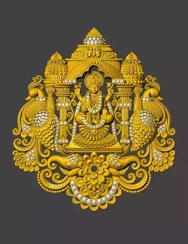 Temple Jewelry Locket Laxmi Locket 3D print model