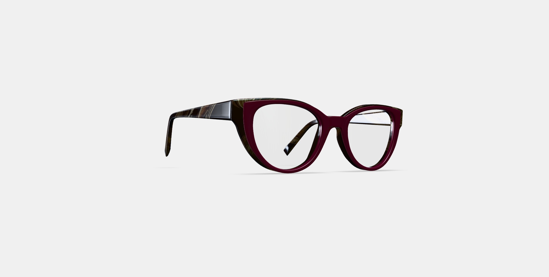 Camila Eyeglasses in Oxblood with Striped Elm 3D model_3