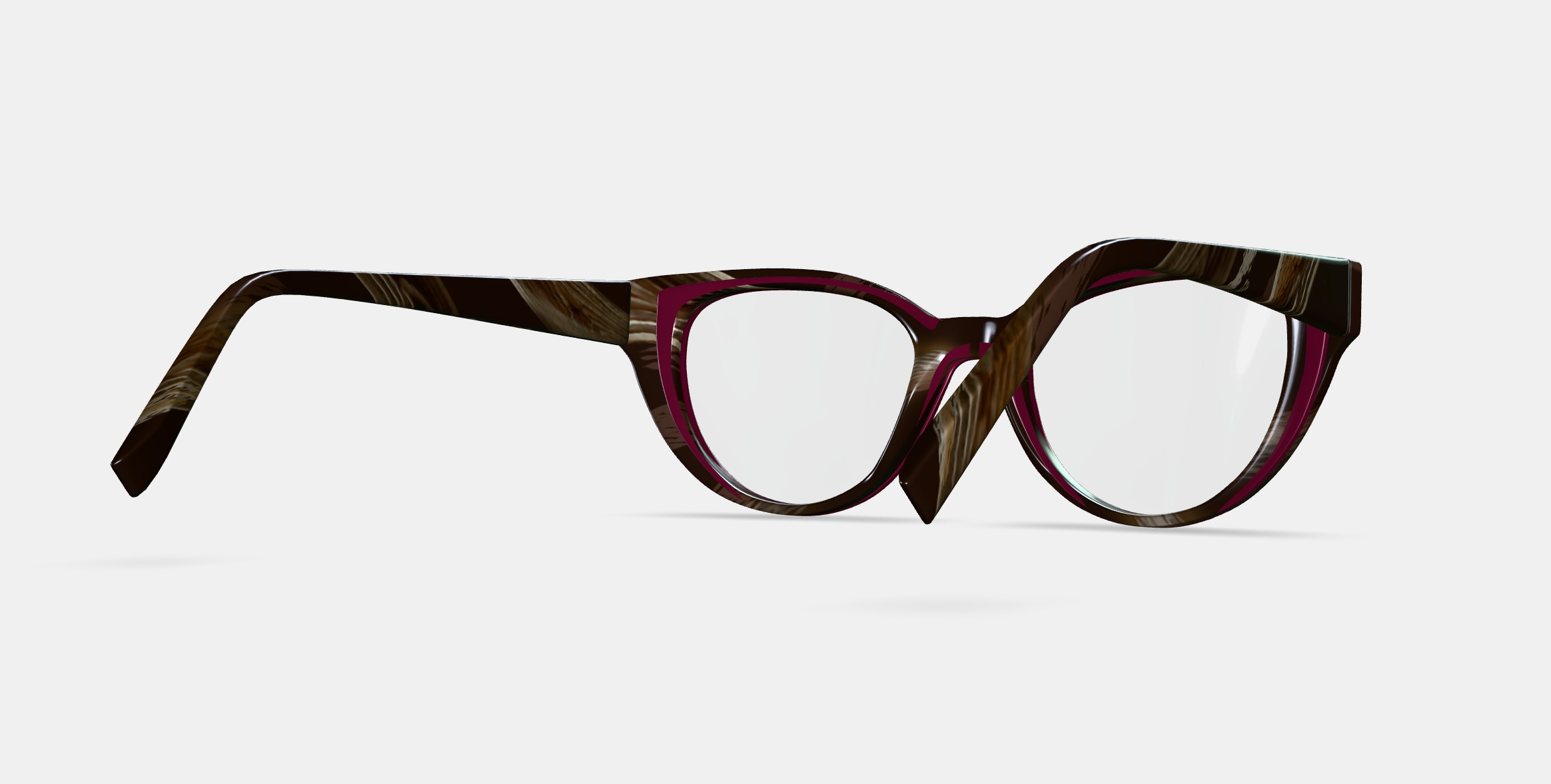 Camila Eyeglasses in Oxblood with Striped Elm 3D model_8