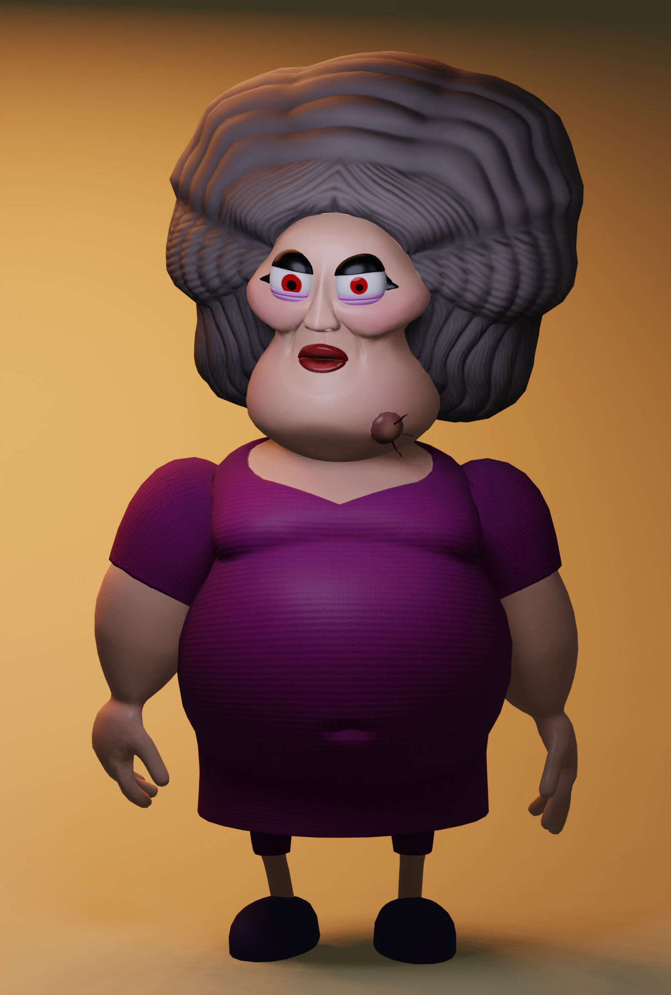 Angry Woman Low-poly 3D model_4