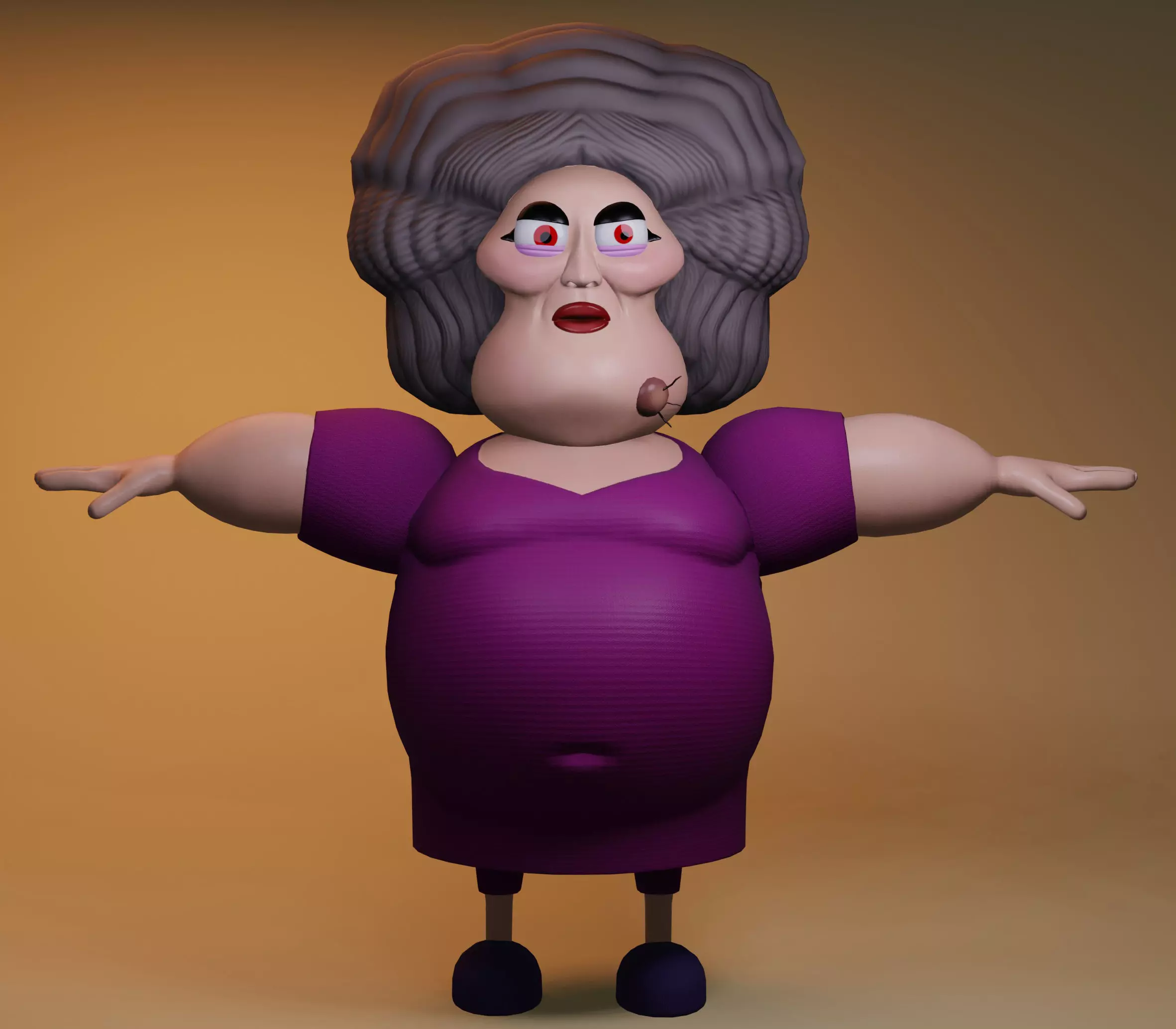 Angry Woman Low-poly 3D model_0