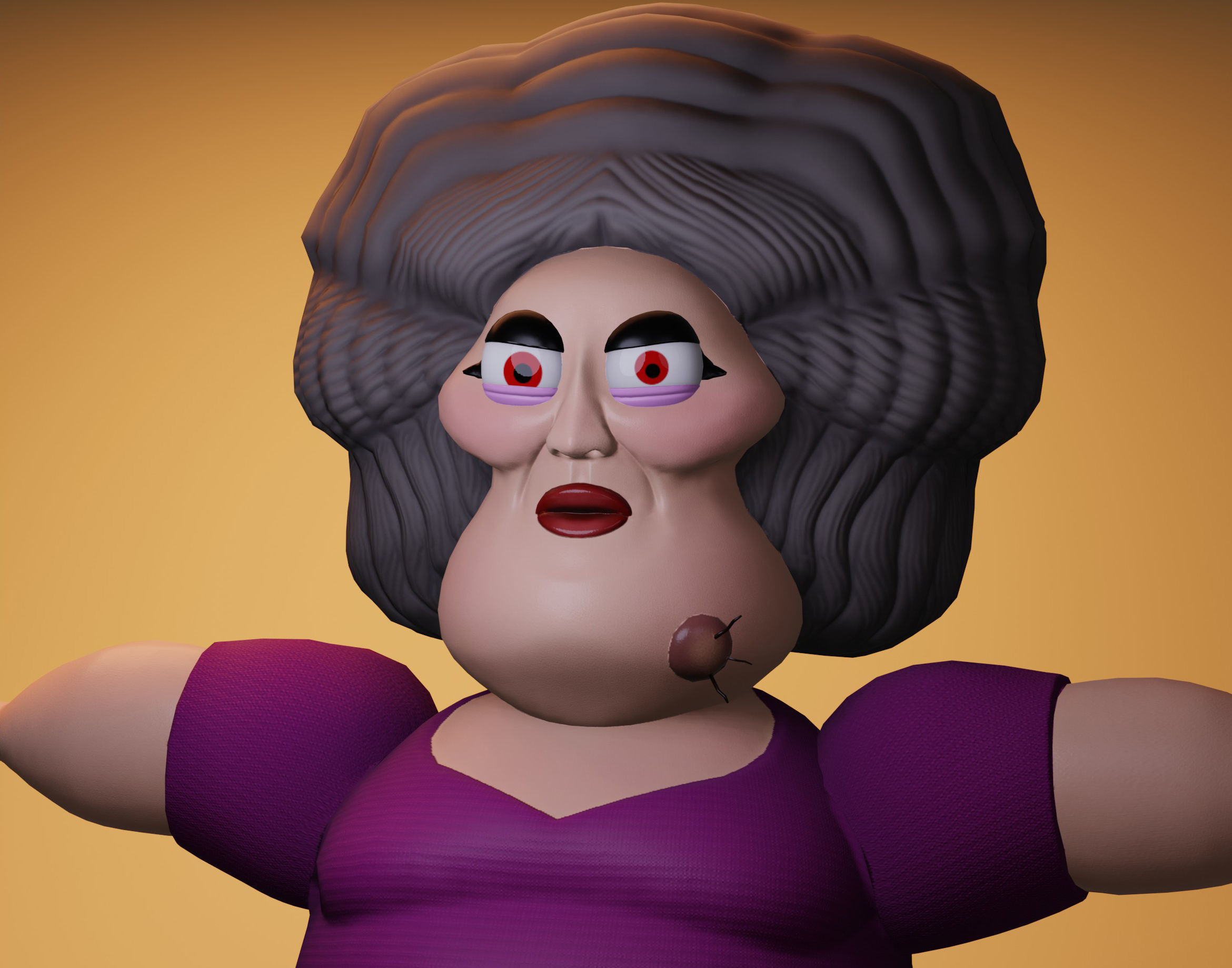 Angry Woman Low-poly 3D model_3