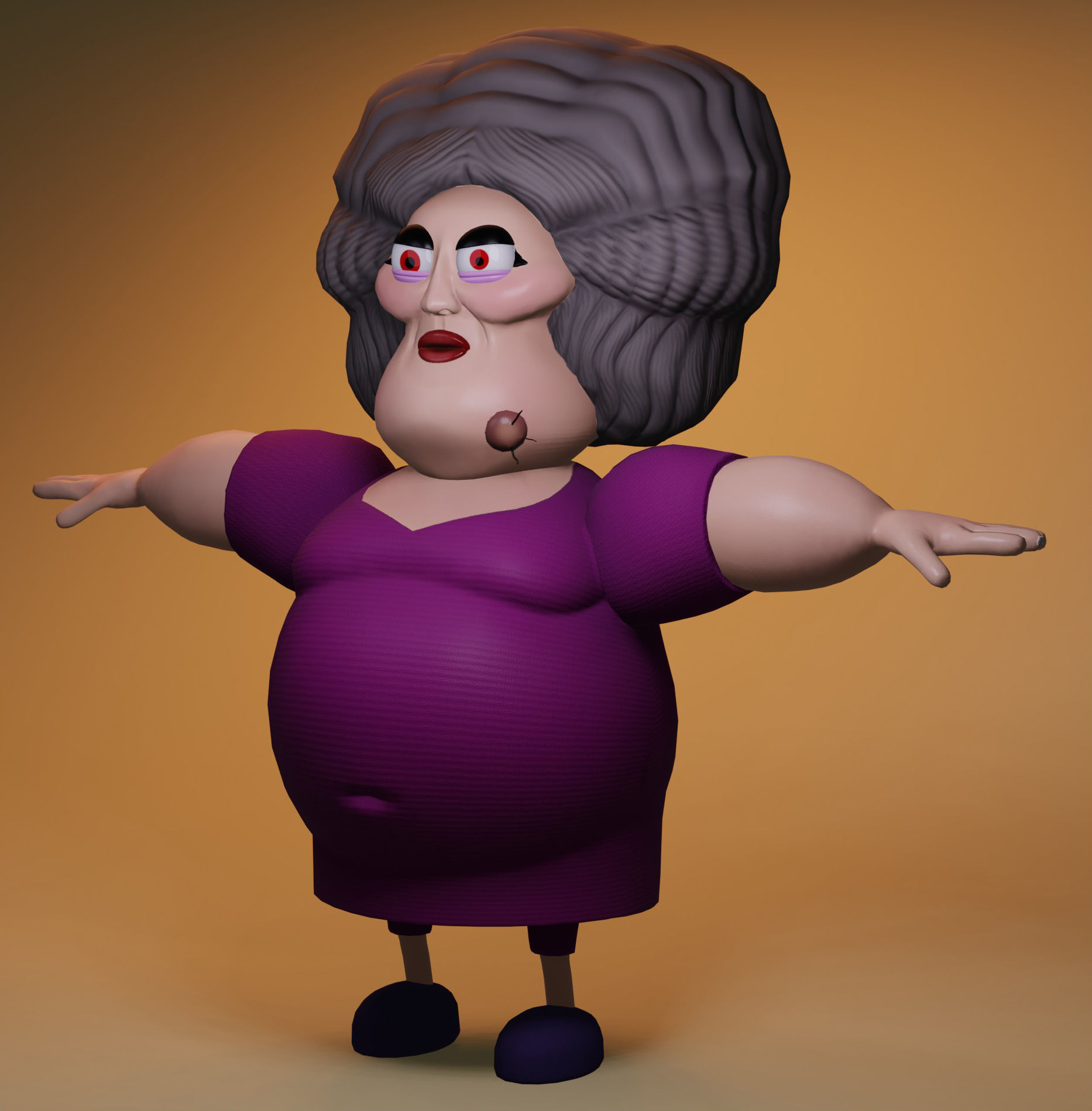 Angry Woman Low-poly 3D model_1