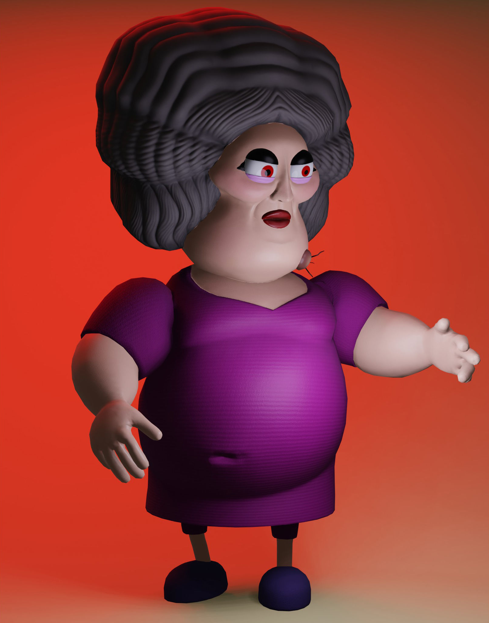 Angry Woman Low-poly 3D model_5