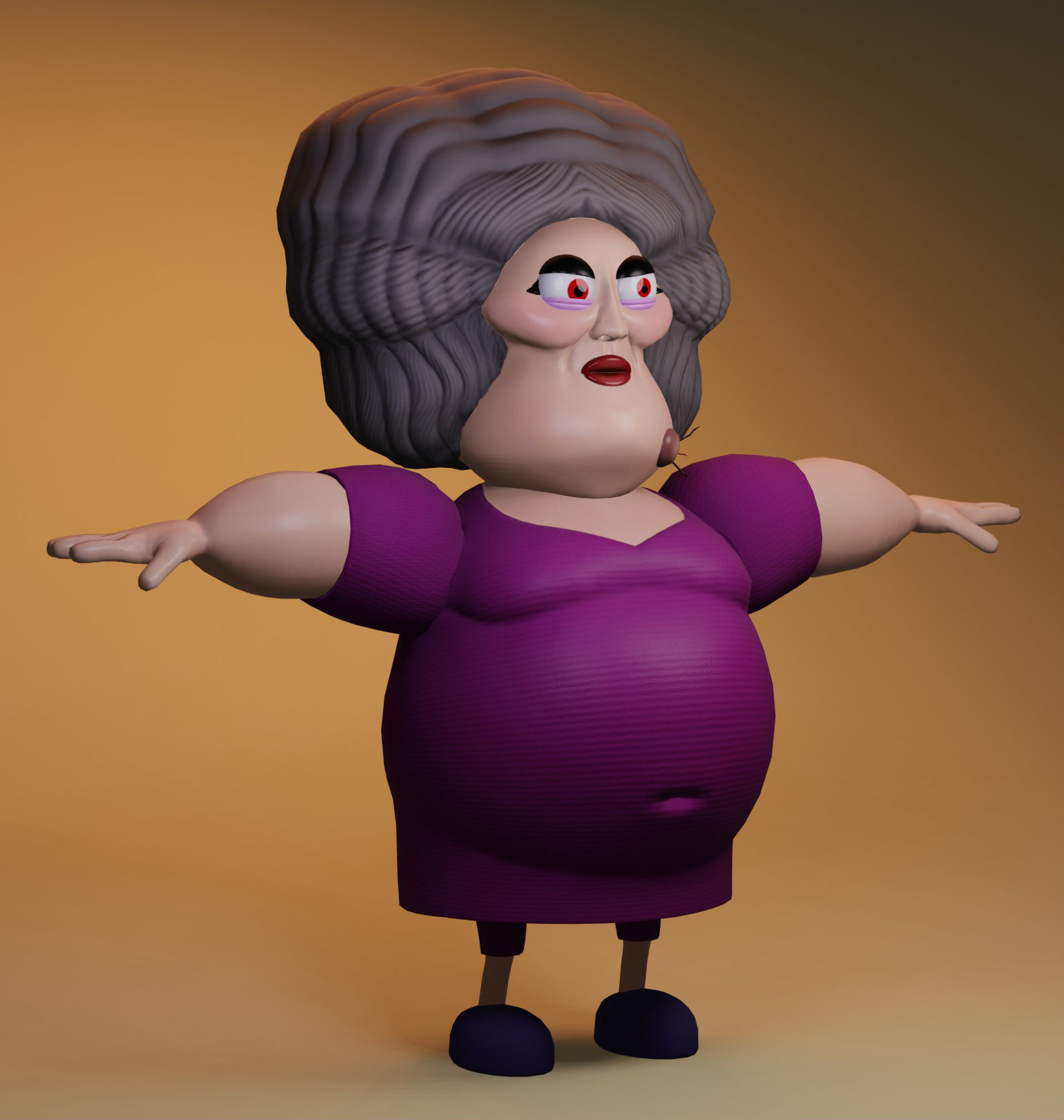 Angry Woman Low-poly 3D model_2