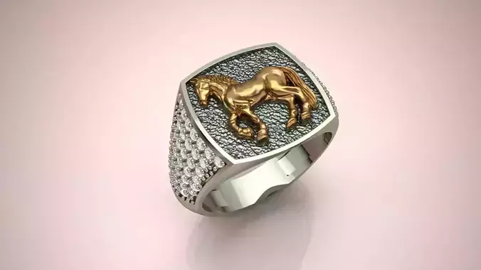 Horse Head  Diamond Ring 3D print model
