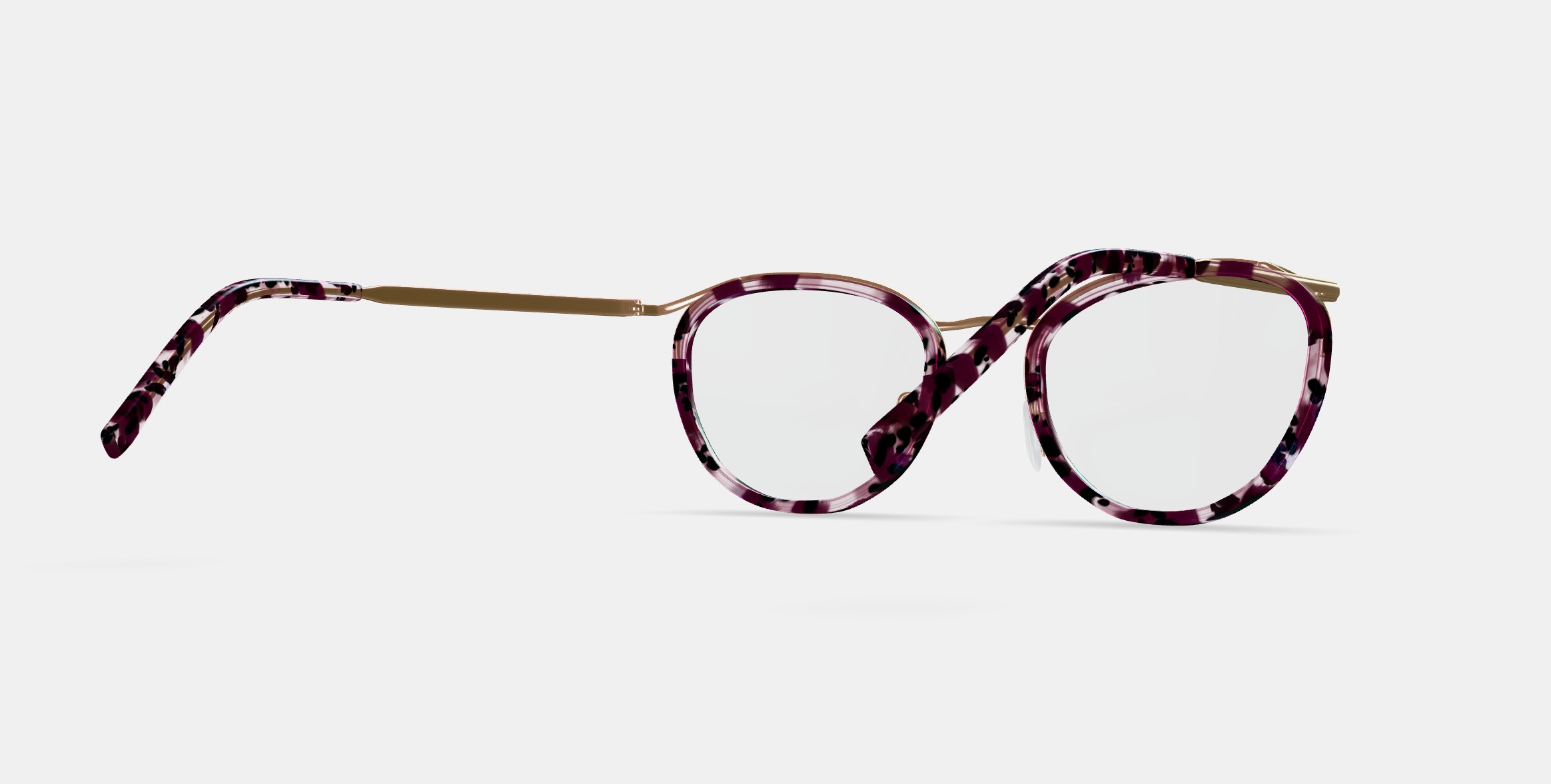 Dinah Eyeglasses in Violet Quartz Crystal with Polished Gold 3D model_4