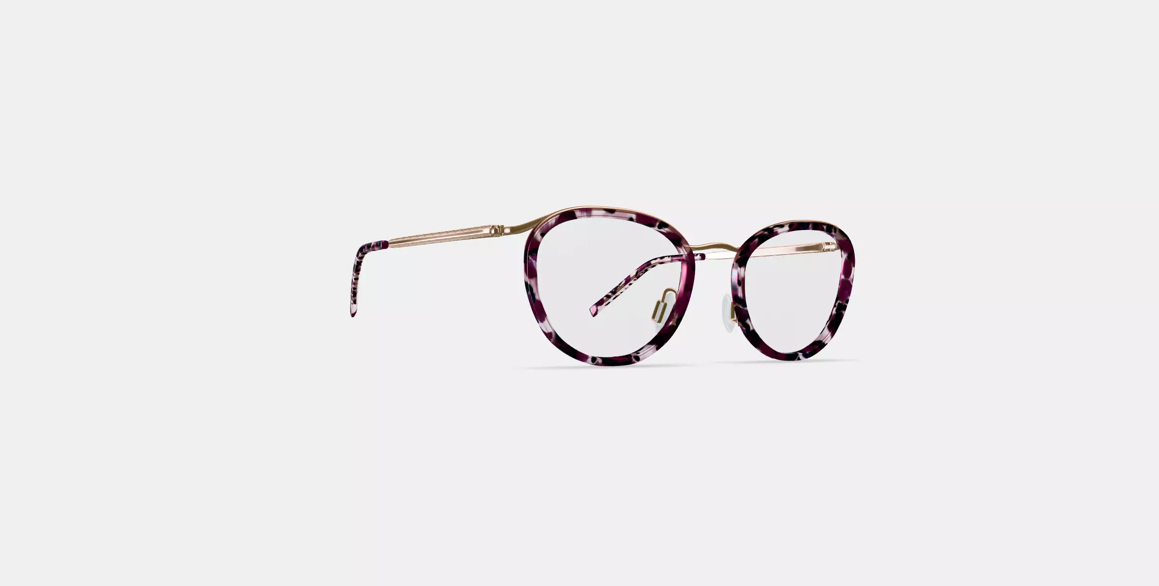 Dinah Eyeglasses in Violet Quartz Crystal with Polished Gold 3D model_0